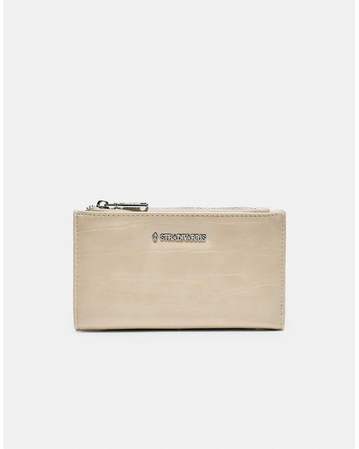 Stradivarius Basic Portemonnee Met Crocoprint in het Natural