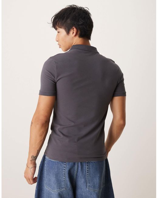 ASOS – körperbetontes basic-polohemd aus pikee in Blue für Herren