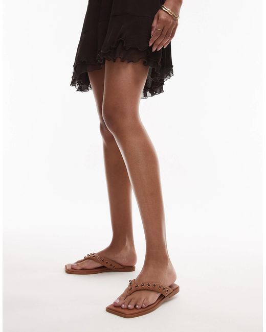 Bronx Brown Cassan-dra Beaded Thong Sandals