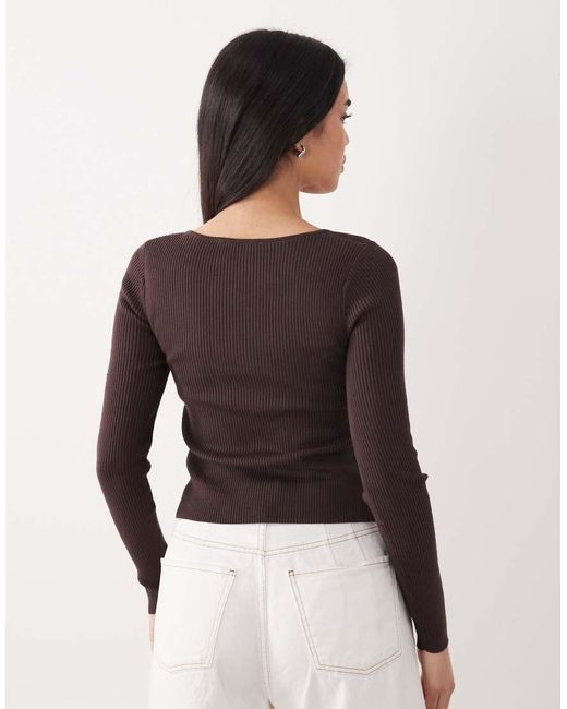 Abercrombie & Fitch Black Sweetheart Long Sleeve Knitted Ribbed Top