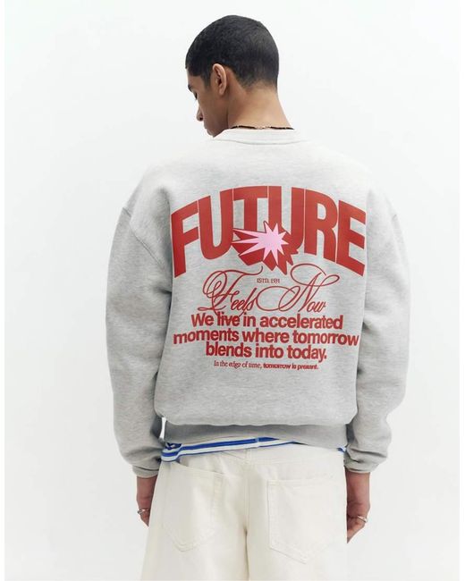 Pull&Bear Gray Future Sweatshirt for men
