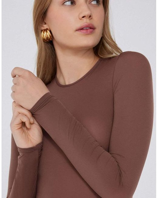Tezenis Brown Long-Sleeved Lightweight Microfibre Body