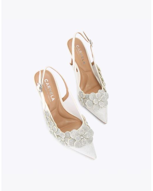 Carvela Kurt Geiger White Petalo Court Heeled Shoes