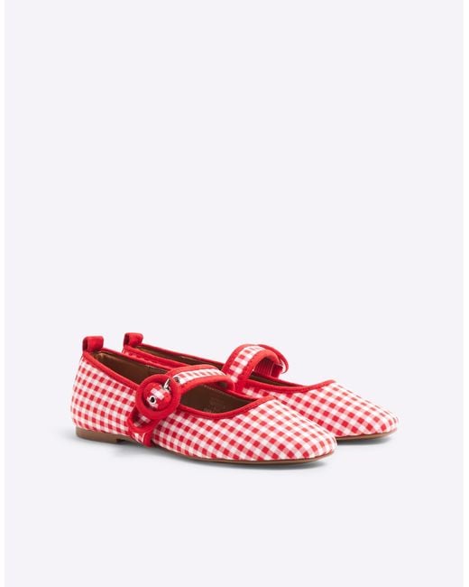 River Island Pink Gingham Mary-jane Ballet Flats