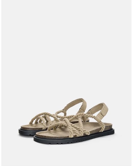 Pull&Bear White Cord Sandals for men