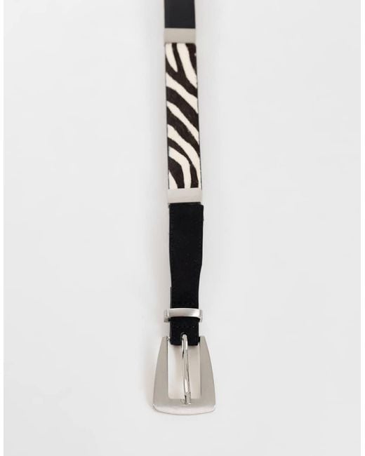 TOPSHOP Black Patchwork Real Leather Belt