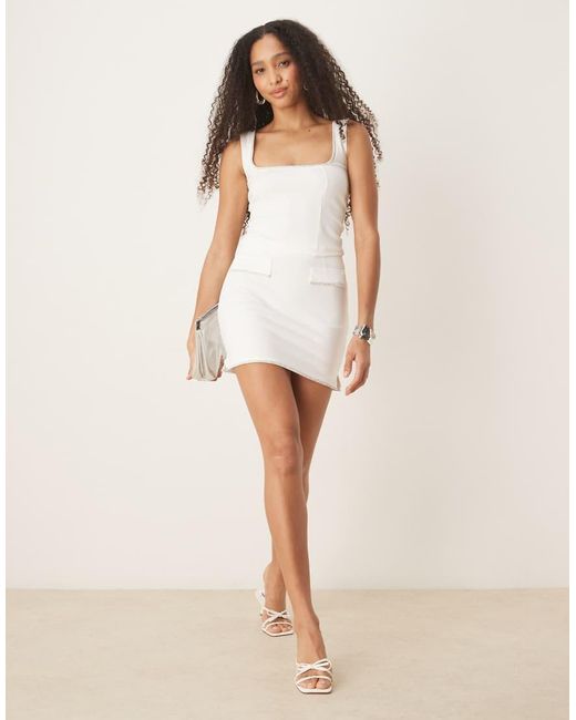 ASOS Natural Co-ord Ponte Mini Skirt With Diamante Trim