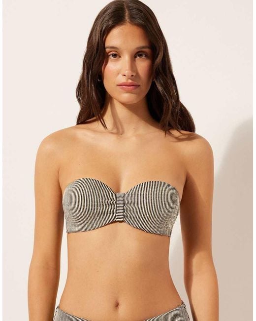 Calzedonia Green Fuller Bust Bandeau Bikini Top Golden Stripes