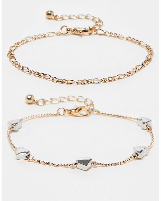 Reclaimed (vintage) White – e armbänder mit herzdetails im 2er-pack