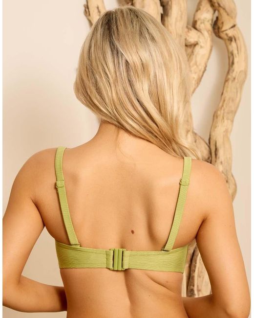 Wolf & Whistle Green X Isabella Whittingham Textured Bandeau Bikini Top With Ring Detail