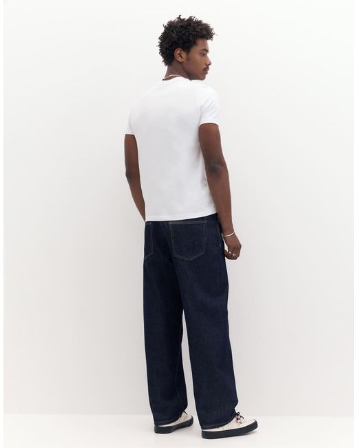 Pull&Bear White Basic Muscle Fit T-shirt for men
