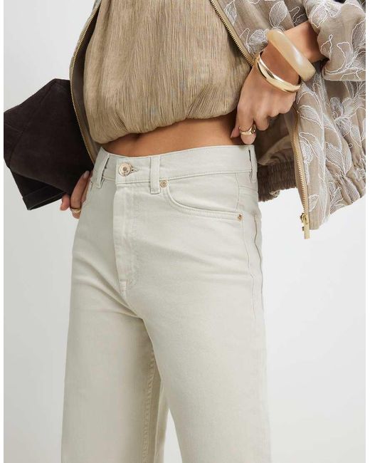 River Island White Straight Leg Cropped Jeans