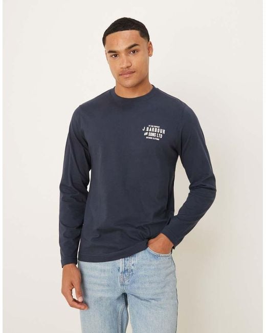 Barbour Blue Pointer Ls Graphic T-Shirt for men