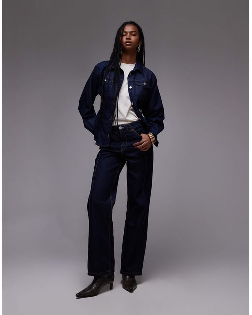Mango Blue Pauli Longline Seam Front Jeans