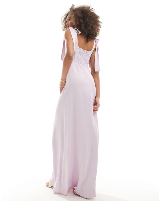 Maids To Measure Purple Bridesmaid Tie Shoulder Maxi Dress