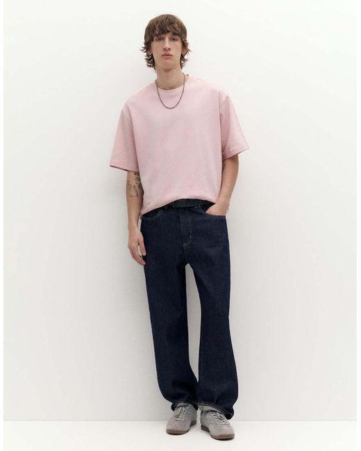 Pull&Bear Pink Boxy Oversized Interlock T-Shirt for men