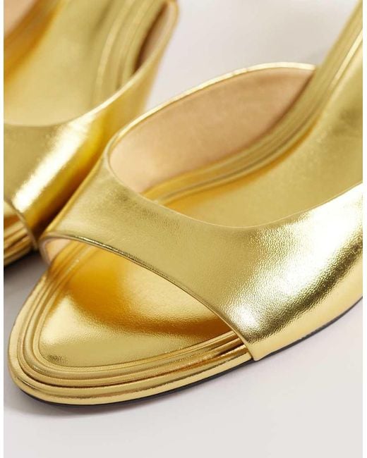 ASOS Metallic Wide Fit High-Five Kitten Heel Mules