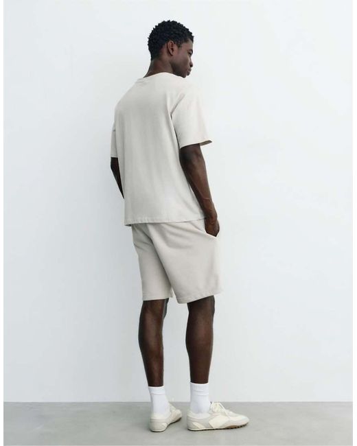 Pull&Bear White Pack Of Basic Bermuda Shorts And T-shirt for men