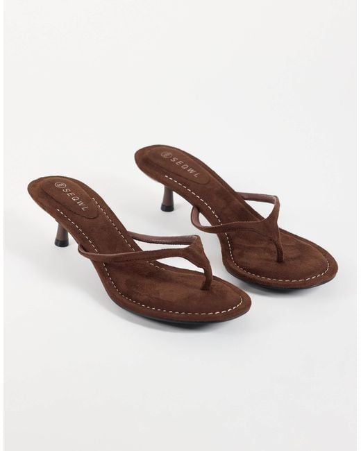 SEQWL Natural Capri Heeled Thong Sandals
