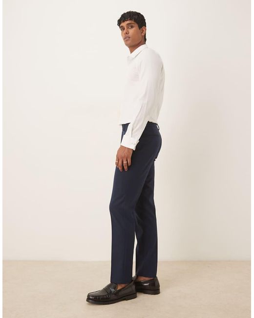 ASOS Blue Slim Suit Pants With Wool for men
