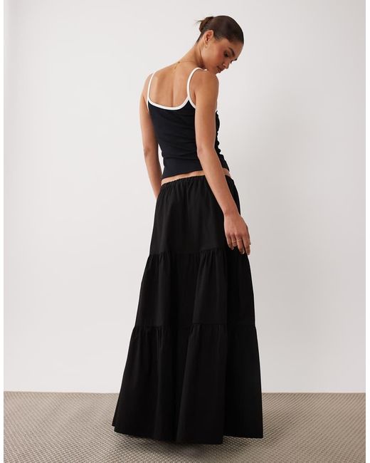 Miss Selfridge Black Poplin Maxi Skirt