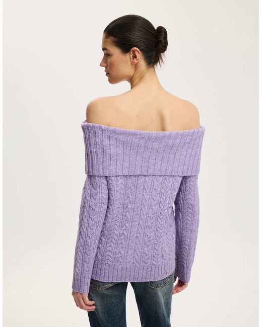 Cotton On Purple Fluffy Cable Off Shoulder Knit