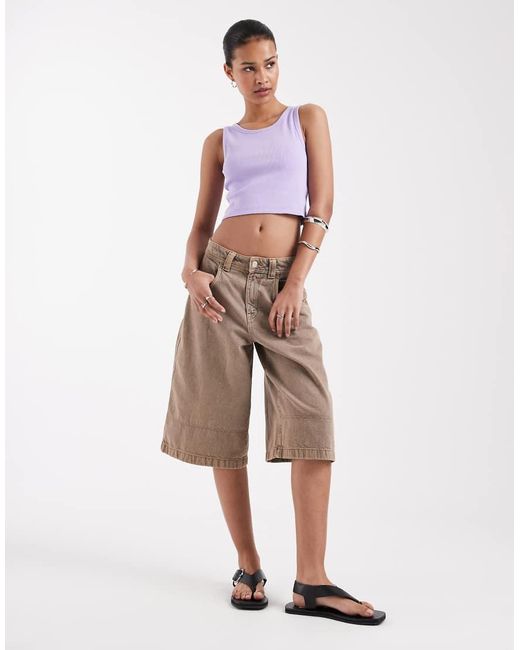 JJXX Purple Fallon Ribbed Cropped Singlet