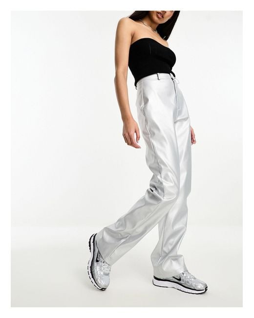 Missy Empire leather look straight leg pants in black part of a set  ASOS