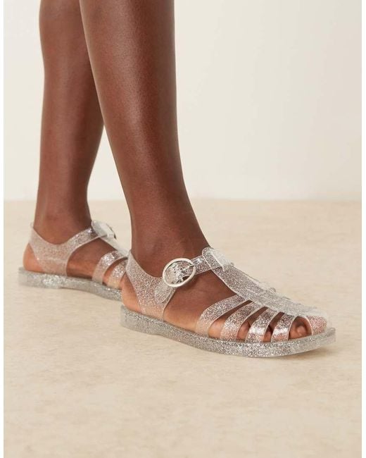 London Rebel Brown Evie Flat Jelly Shoes