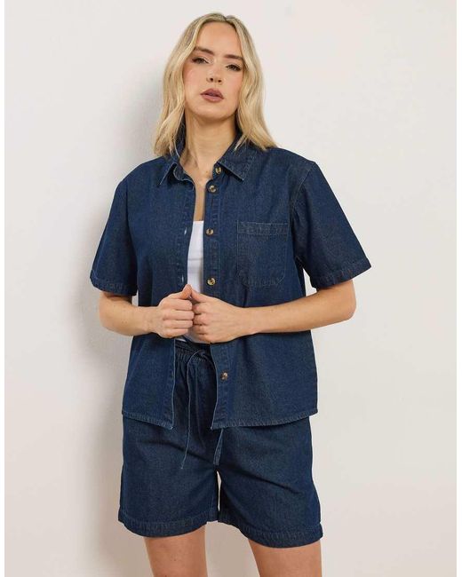 Long Tall Sally Blue Denim Short Sleeve Shirt