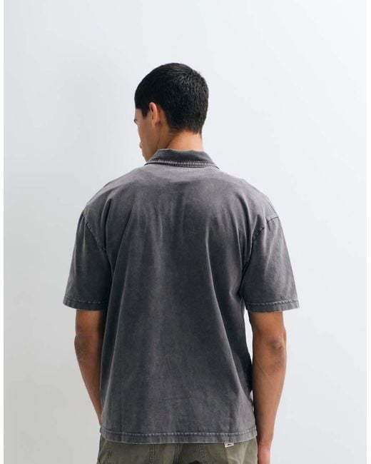Hollister Gray Boxy Short Sleeve Polo With Star Detail for men