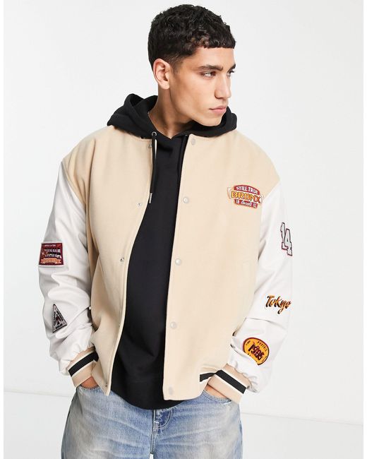 Multicolor varsity bomber jacket sale