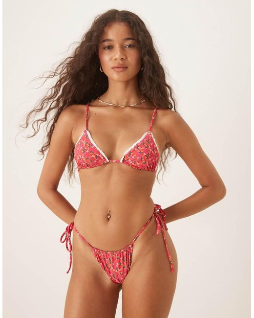 Wild Lovers Orange Rio Floral Print Triangle Bikini Top