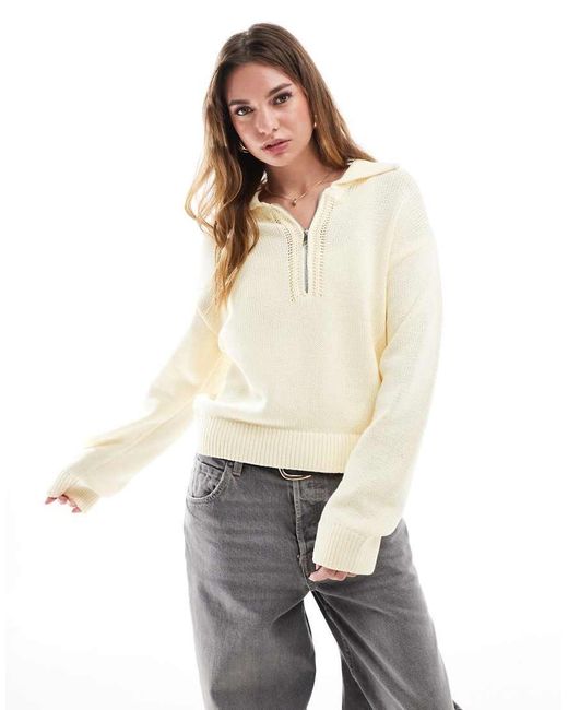 Cotton On Natural Cotton On Half Zip Collared Sweater