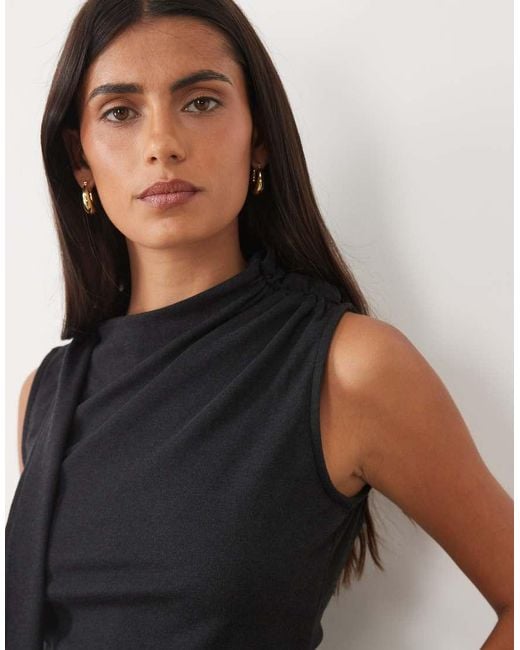 ASOS Black Supersoft Tie Neck Scarf Top