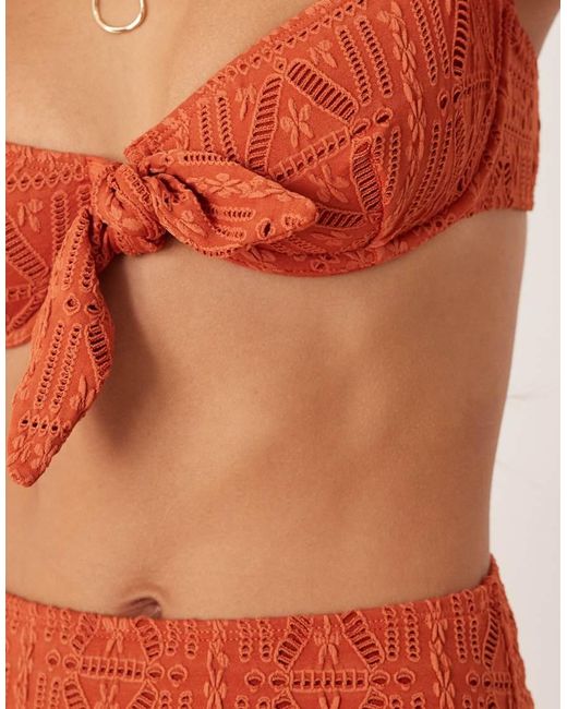 ASOS Orange Kyle Broderie Sao Paolo Underwired Bikini Top