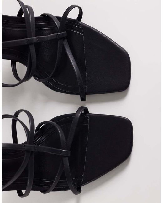 ASOS Black Wide Fit Natalia Caged T Bar High Heel Sandals