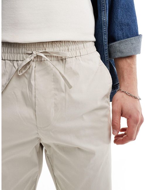 Only & Sons White Pull On Tapered Fit Trouser for men