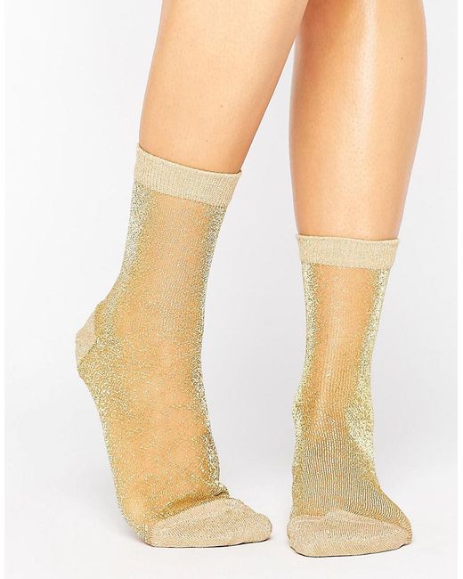 ASOS Metallic Sheer Glitter Ankle Socks