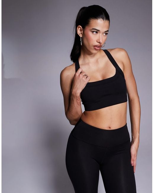 4505 Gray Icon Medium Support Square Neck Sports Bra With Adjustable Straps