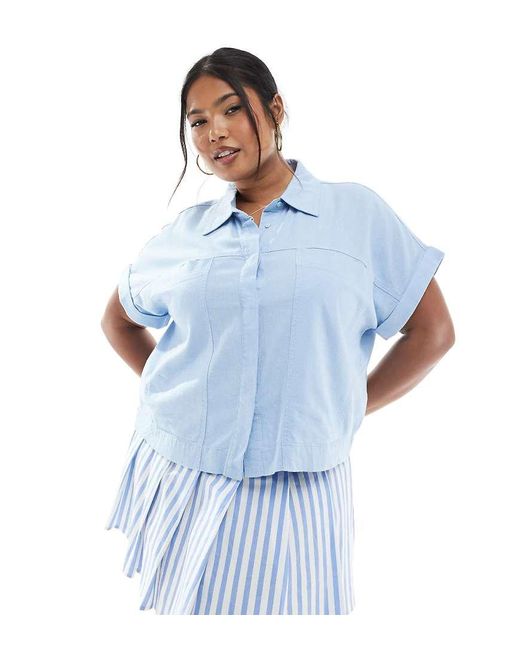 ONLY Blue Short Sleeve Boxy Shirt