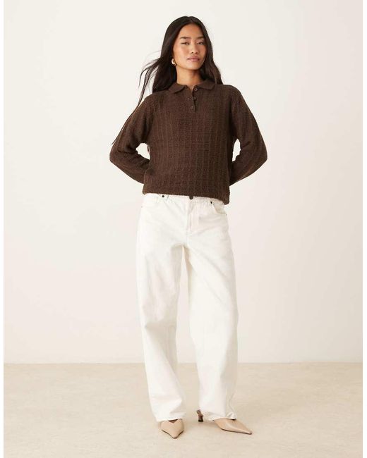 Motel Brown Dalina Knit Collared Jumper