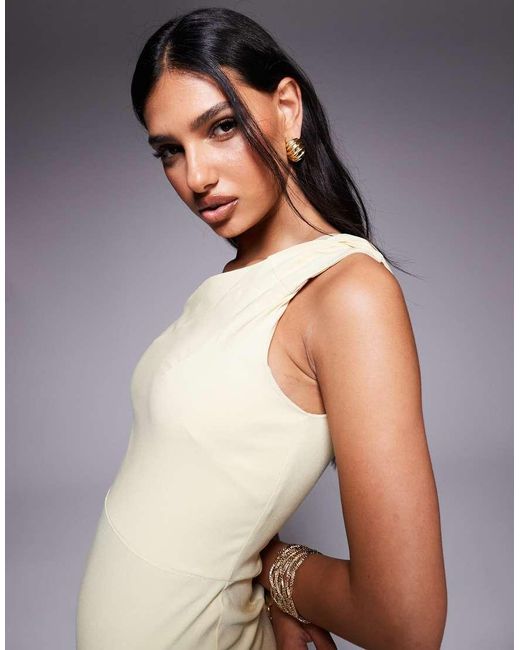 Vesper Gray Bengaline One Shoulder Strap Bodycon Midaxi Dress