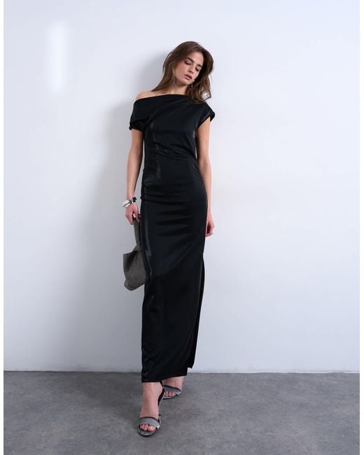 TOPSHOP Women's White Iridescent Off Shoulder Maxi Dress -  www.ice4pros.com.br