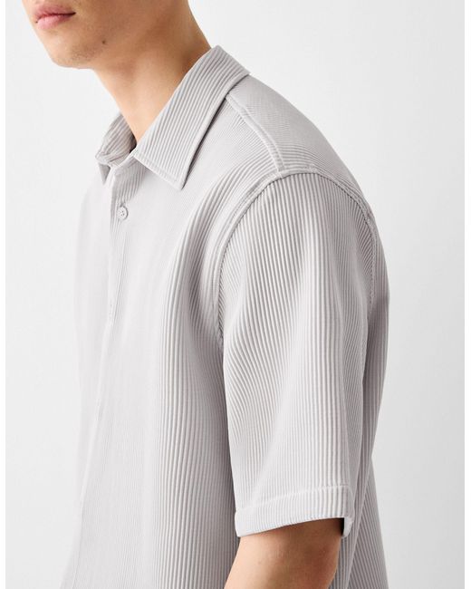 Bershka White Plisse Shirt Co-ord for men