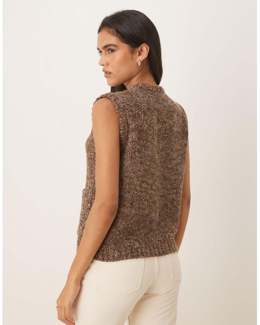 Threadbare Brown Knitted Waistcoat With Buttons