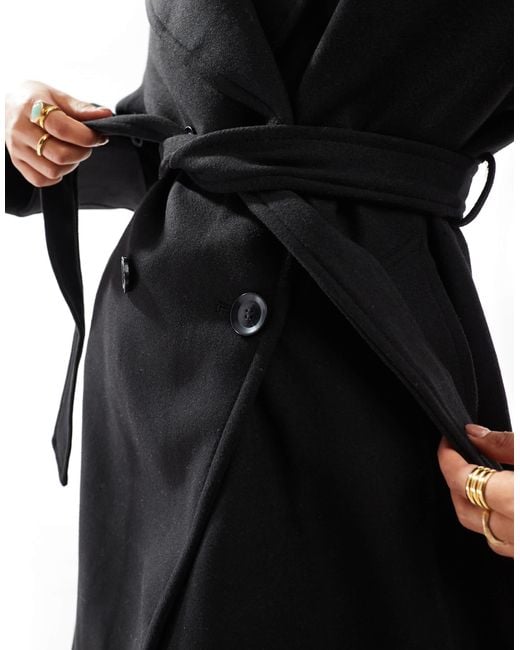 Bershka Black – trenchcoat aus wolle