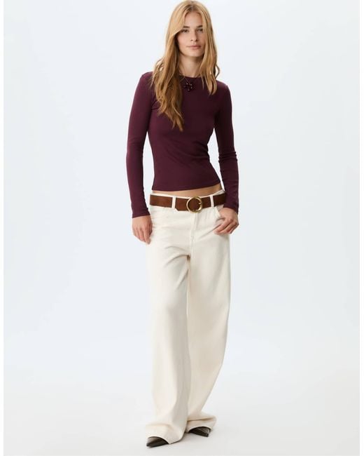 Stradivarius Purple – langärmliges basic-t-shirt