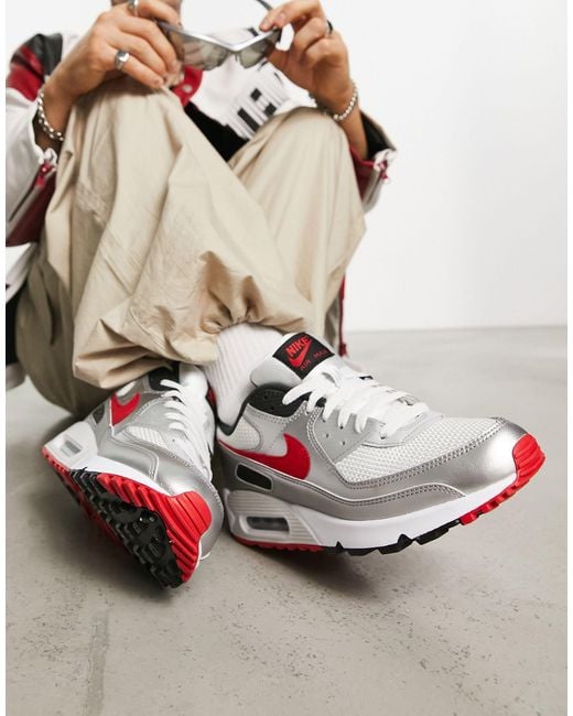 Air max 90 icon - sneakers argentate e rosse da Uomo di Nike in  Metallizzato | Lyst
