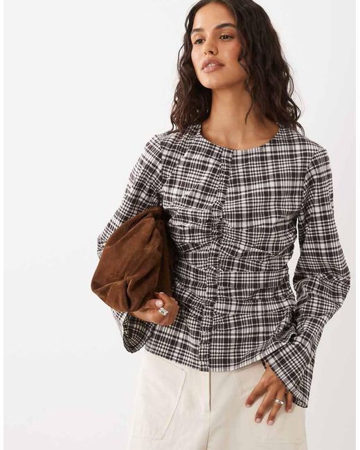Aware Gray Ruched Detail Blouse
